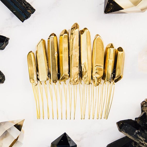 natural transparent crystal rainbow comb comb hairpin crown headdress female lolita bride princess queen headdress