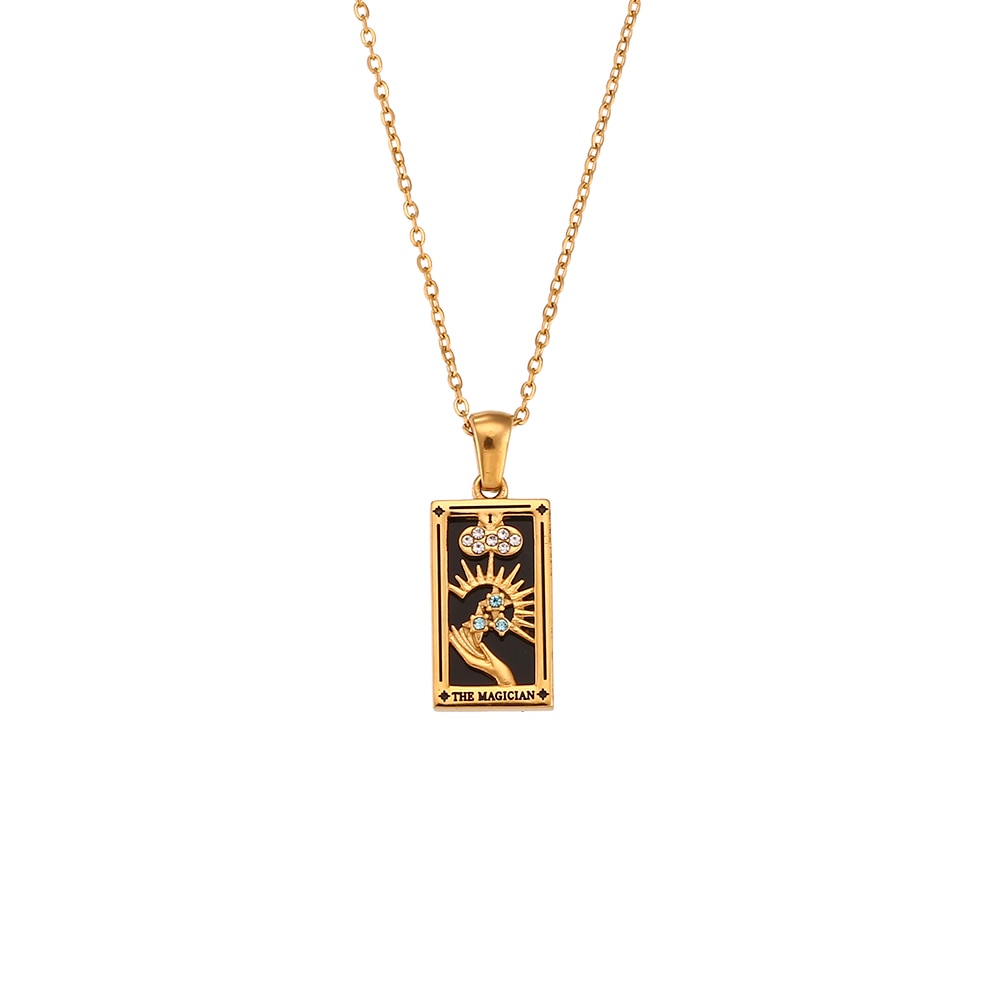 Tarot Colorful Pendant Necklace - Stainless Steel