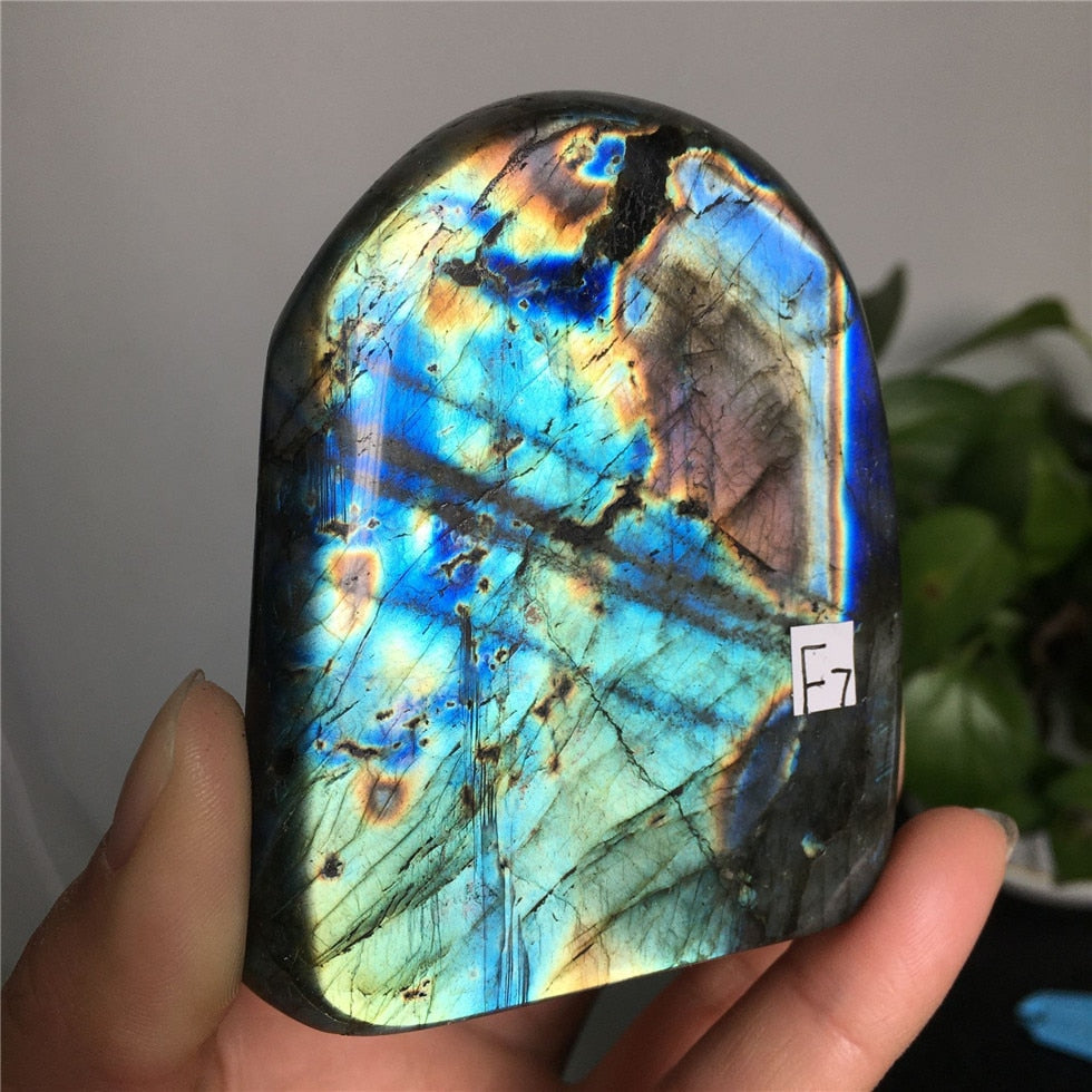 Natural Bule Glittery Labradorite Rock Quartz Crystal Healing Energy Stone Feng Shui Decoration
