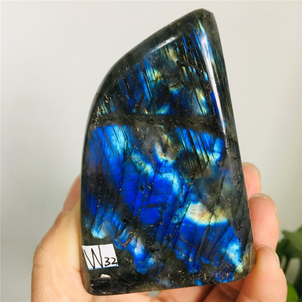 Natural Bule Glittery Labradorite Rock Quartz Crystal Healing Energy Stone Feng Shui Decoration