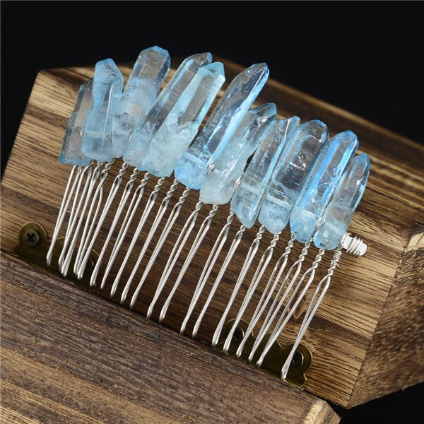 natural transparent crystal rainbow comb comb hairpin crown headdress female lolita bride princess queen headdress