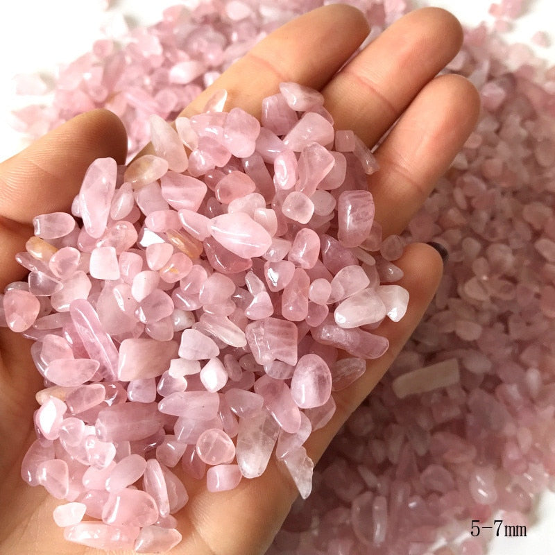 Rose Quartz Crystal Polished Stone Chips.