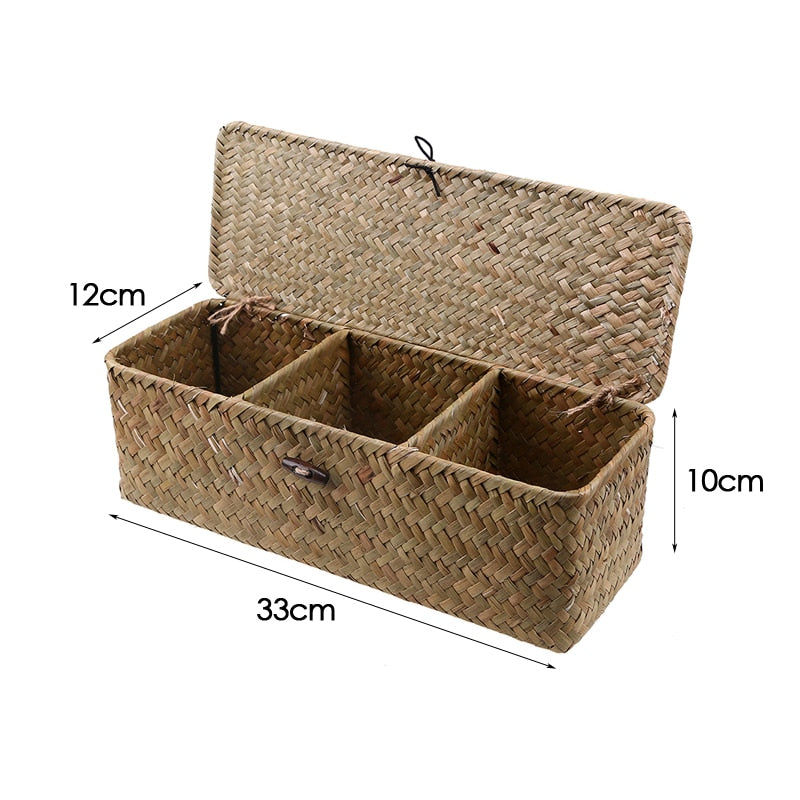 Handmade Seagrass Three Section Storage Basket freeshipping - Dara Laine Murray