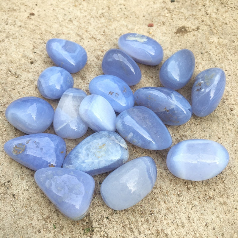 Blue Lace Agate Tumbled Stones - 30-40mm crystals freeshipping - Dara Laine Murray