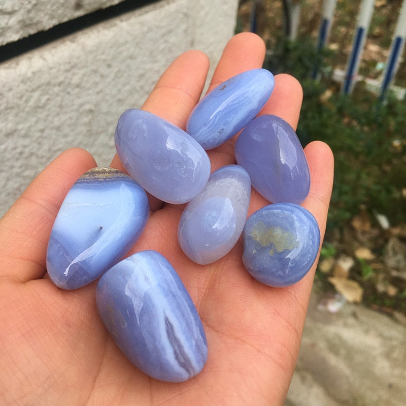 Blue Lace Agate Tumbled Stones - 30-40mm crystals freeshipping - Dara Laine Murray