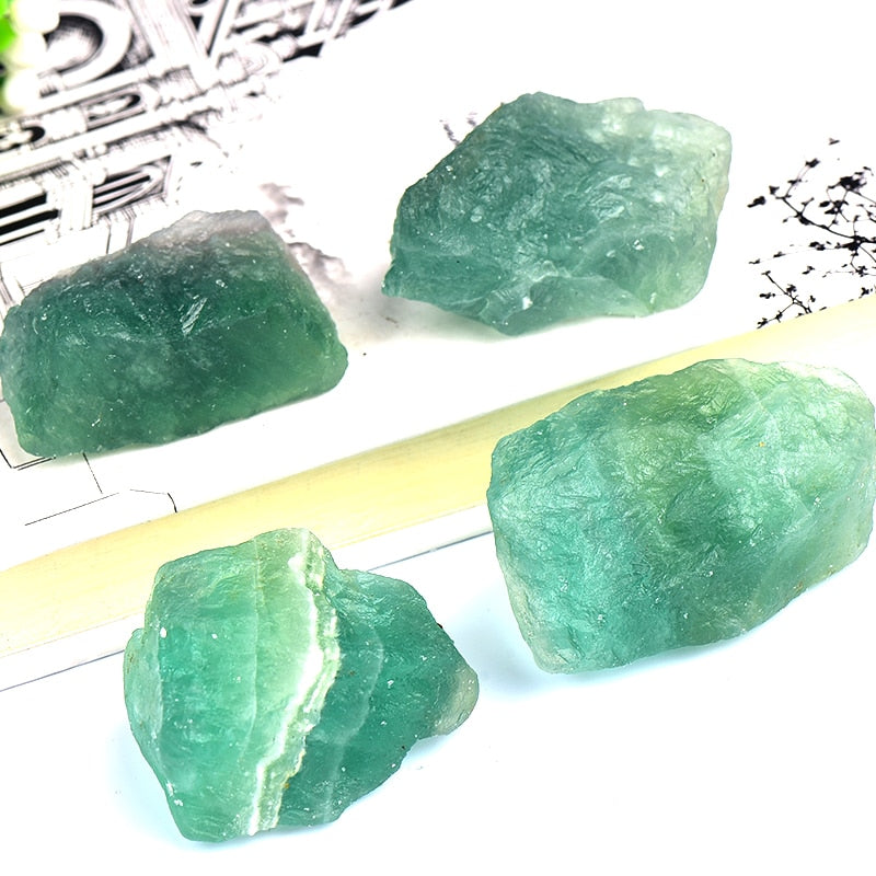 Green Fluorite Raw Gemstone Mineral.