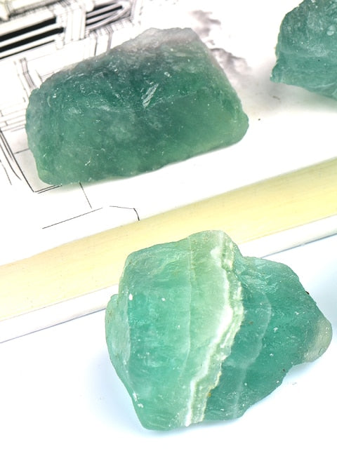 Green Fluorite Raw Gemstone Mineral.