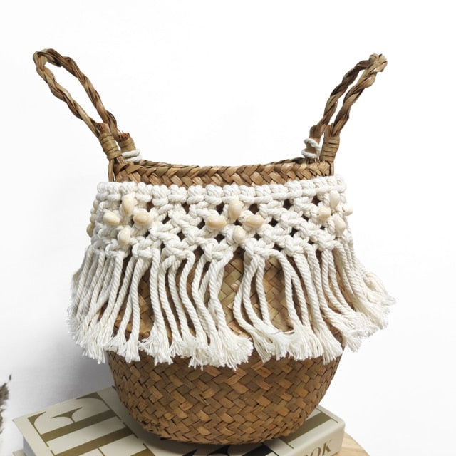 Woven Grass Baskets with Decorative Tassels / Weavings / Macrame freeshipping - Dara Laine Murray