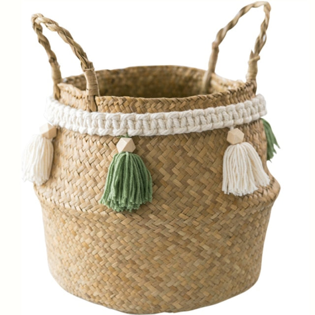 Woven Grass Baskets with Decorative Tassels / Weavings / Macrame freeshipping - Dara Laine Murray