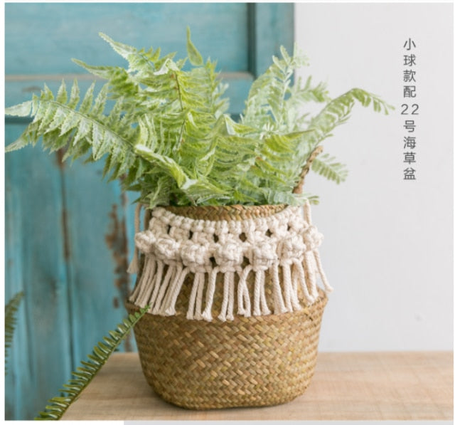 Woven Grass Baskets with Decorative Tassels / Weavings / Macrame freeshipping - Dara Laine Murray
