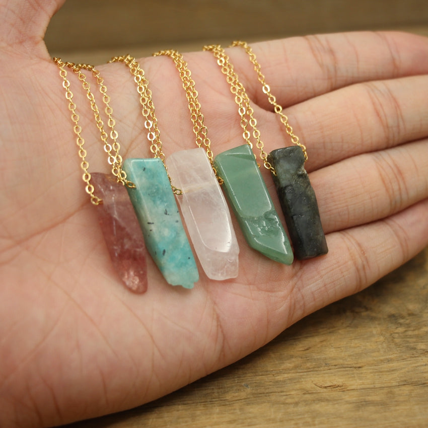 Polished Stone Crystal Slice / Slab Pendants Necklace Crystal Jewelry - Irregular and Natural Shapes