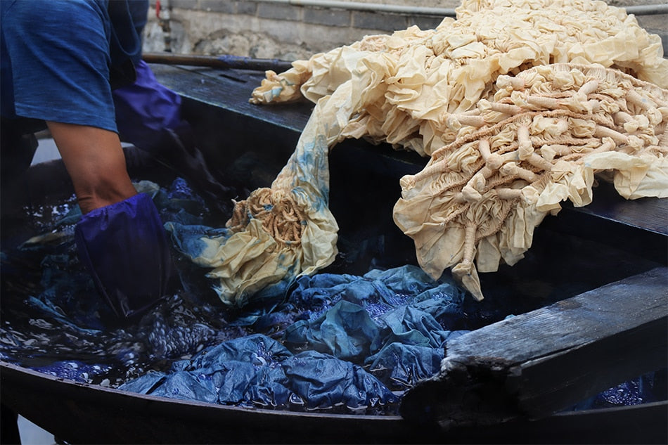 Traditional Shibori Hand Dyed Indigo Fabric Tablecloth / Tapestry freeshipping - Dara Laine Murray