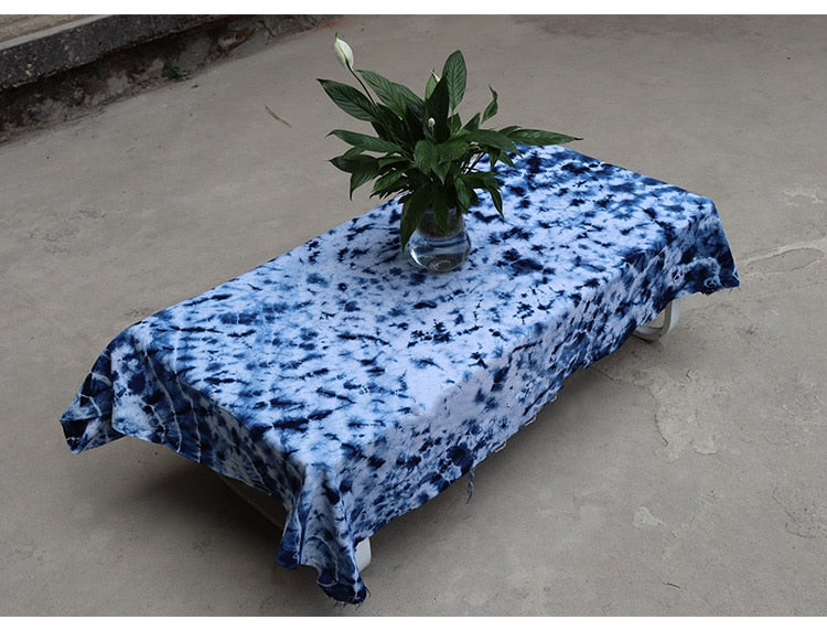 Traditional Shibori Hand Dyed Indigo Fabric Tablecloth / Tapestry freeshipping - Dara Laine Murray