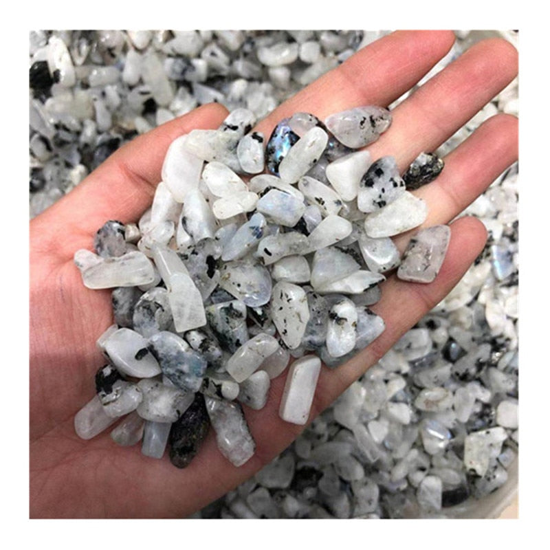 Rainbow Moonstone Crystal Chips Tumbled / Polished.