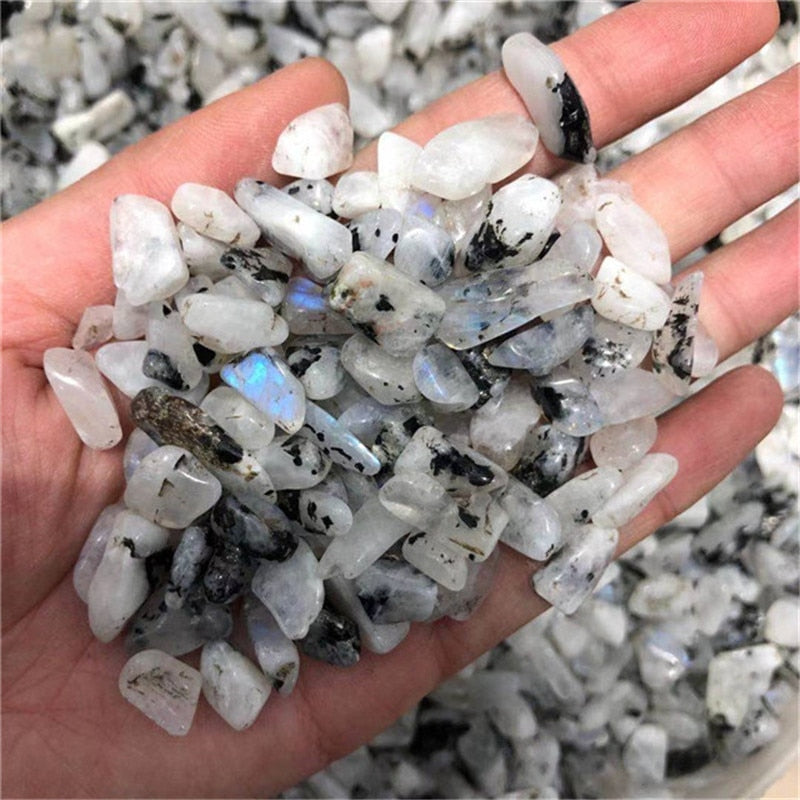 Rainbow Moonstone Crystal Chips Tumbled / Polished.