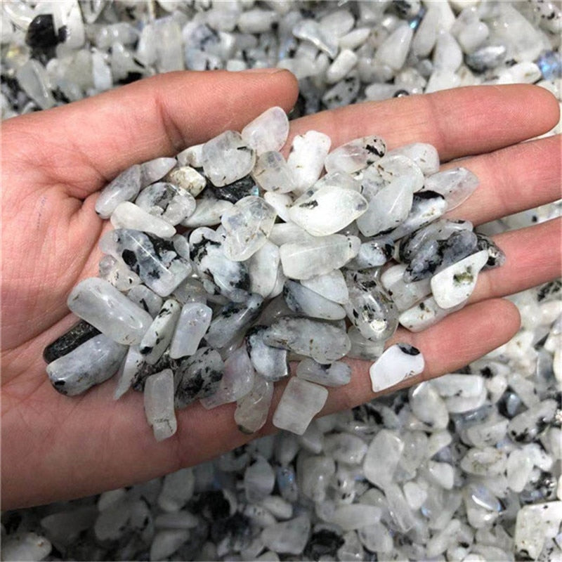 Rainbow Moonstone Crystal Chips Tumbled / Polished.