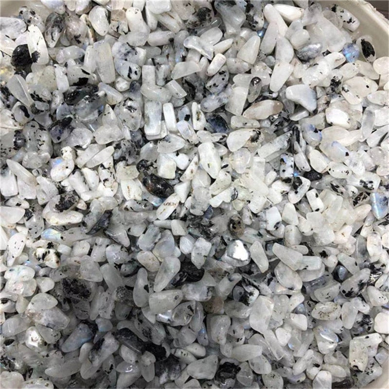 Rainbow Moonstone Crystal Chips Tumbled / Polished.