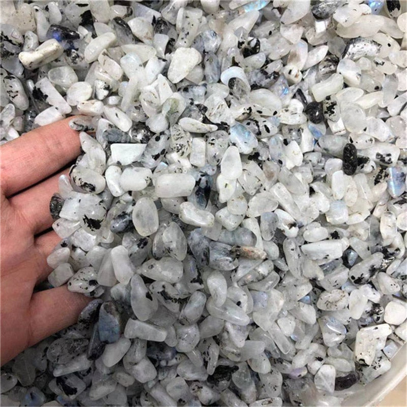 Rainbow Moonstone Crystal Chips Tumbled / Polished.