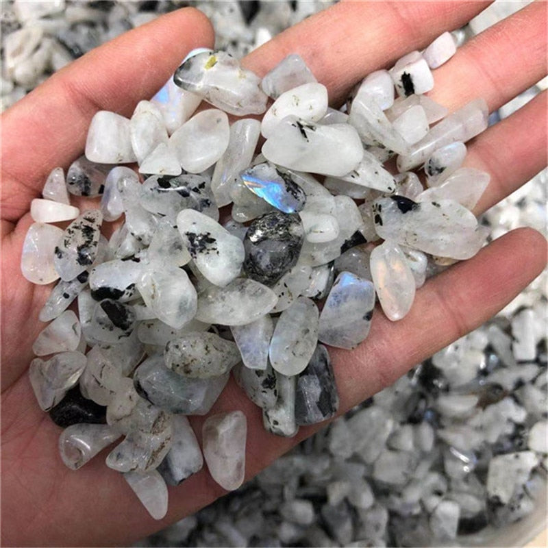 Rainbow Moonstone Crystal Chips Tumbled / Polished.