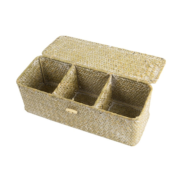Handmade Seagrass Three Section Storage Basket freeshipping - Dara Laine Murray