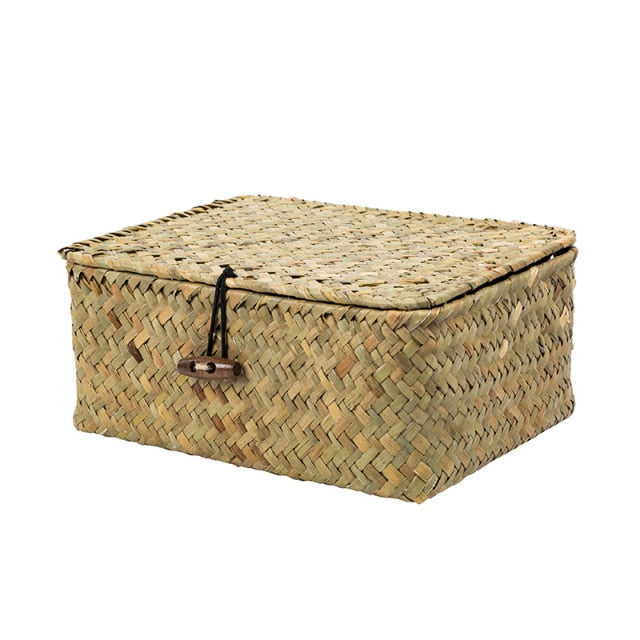 Rattan Woven Storage Boxes with Lids Handmade Wicker Storage Basket Sundries Clothes Cosmetic Container Home Organizer freeshipping - Dara Laine Murray