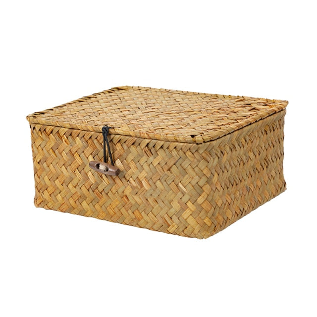 Rattan Woven Storage Boxes with Lids Handmade Wicker Storage Basket Sundries Clothes Cosmetic Container Home Organizer freeshipping - Dara Laine Murray