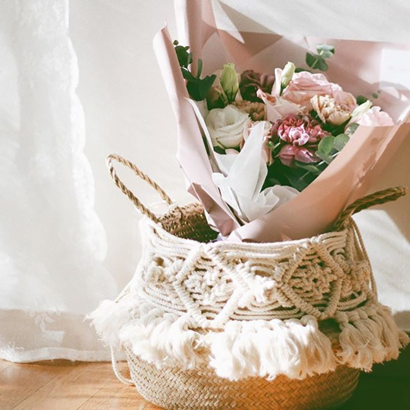 Woven Grass Baskets with Decorative Tassels / Weavings / Macrame freeshipping - Dara Laine Murray