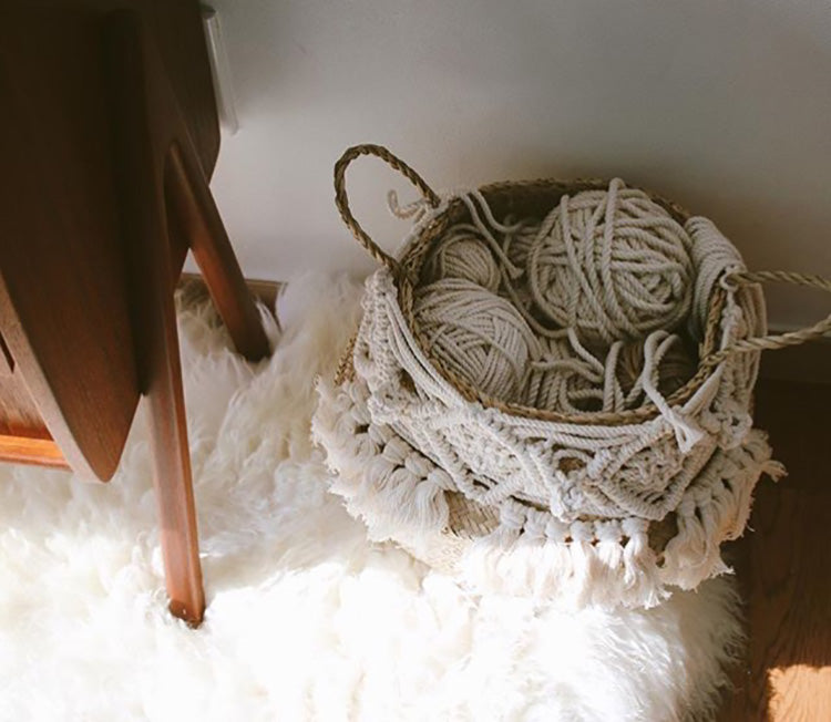 Woven Grass Baskets with Decorative Tassels / Weavings / Macrame freeshipping - Dara Laine Murray