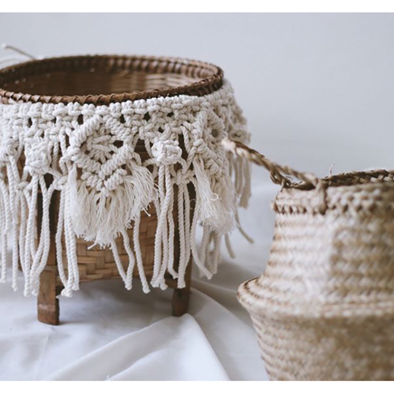 Woven Grass Baskets with Decorative Tassels / Weavings / Macrame freeshipping - Dara Laine Murray