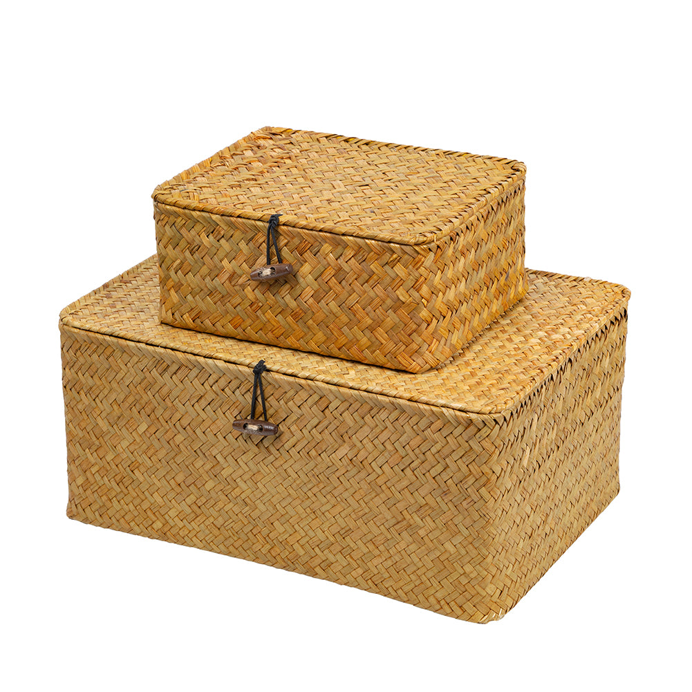 Rattan Woven Storage Boxes with Lids Handmade Wicker Storage Basket Sundries Clothes Cosmetic Container Home Organizer freeshipping - Dara Laine Murray