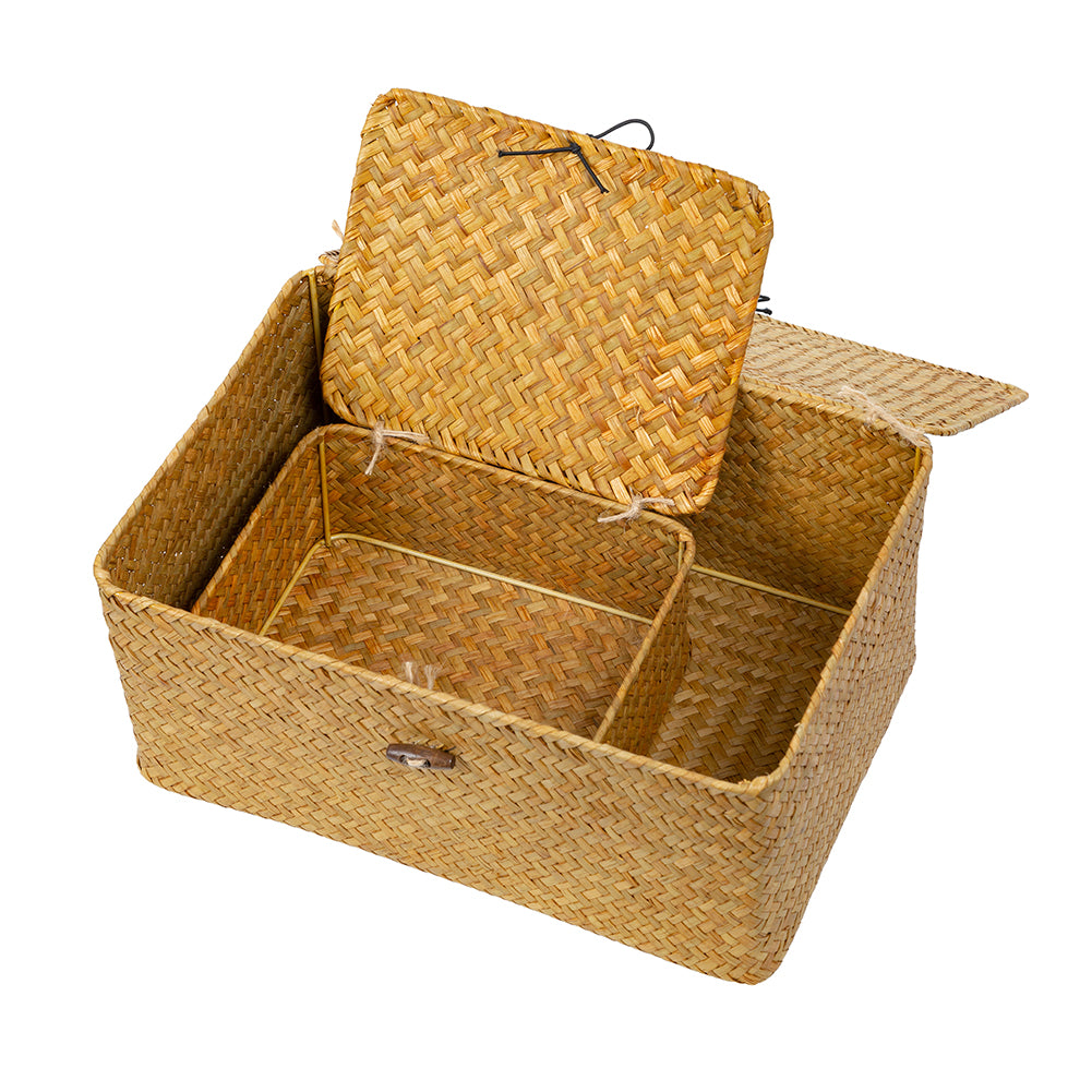 Rattan Woven Storage Boxes with Lids Handmade Wicker Storage Basket Sundries Clothes Cosmetic Container Home Organizer freeshipping - Dara Laine Murray