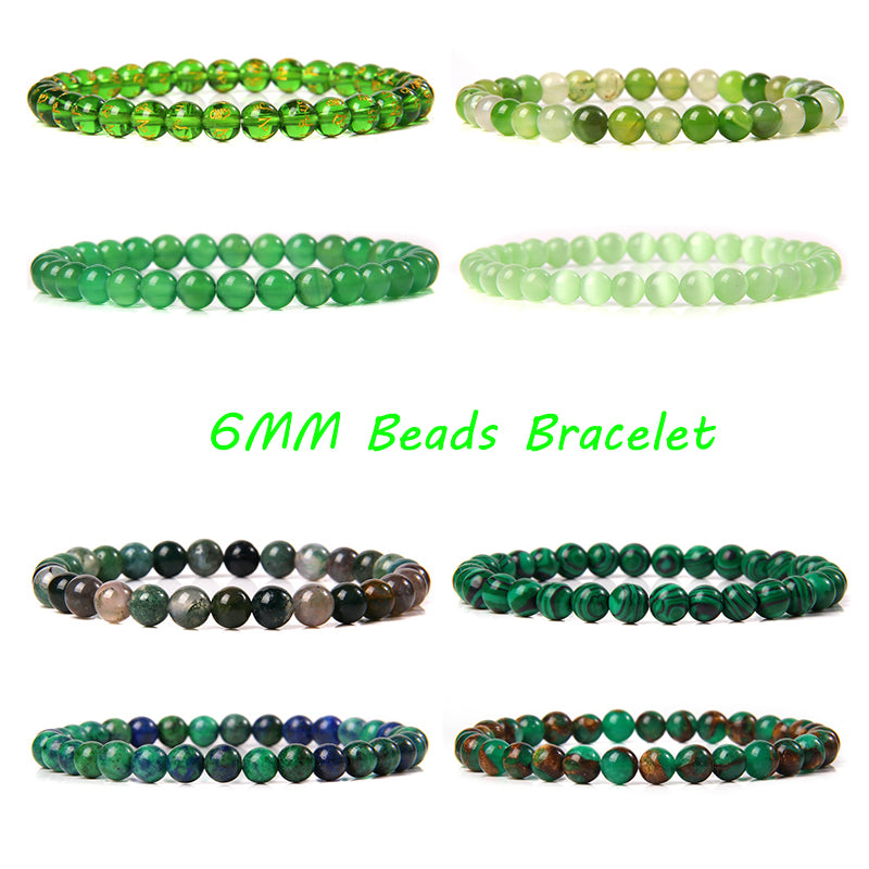 The Green Collection - A collection of green crystal bracelets for luck, abundance, and growth