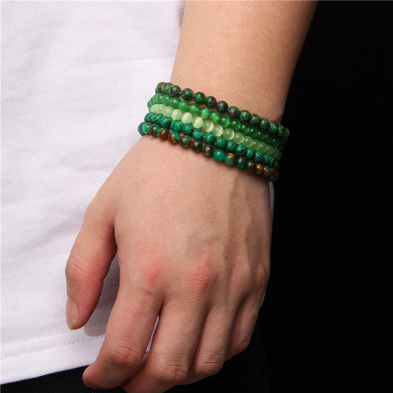 The Green Collection - A collection of green crystal bracelets for luck, abundance, and growth