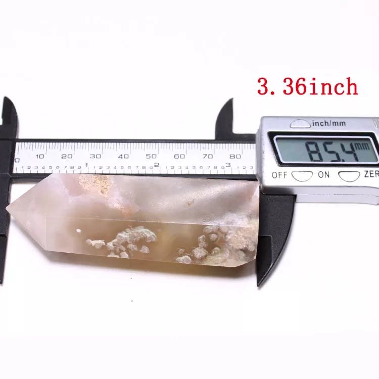 MOKAGY 75mm-85mm Hand Carved Natural Cherry Blossom Flower Agate Crystal Point Wand 4pc