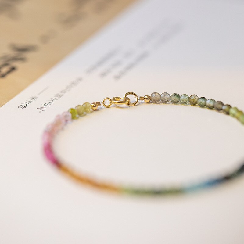 Minar Vintage Rainbow Natural Stone Charm Bracelets for Women Femme Multi Coloured Thin Chain Beaded Bracelet Simple Accessories