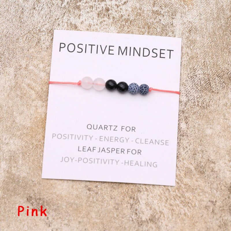 Positive Mindset Bracelet Natural Crystal Leaf Jasper Healing Bracelet Healing Jewelry for Women Men Positive Friendship Gift