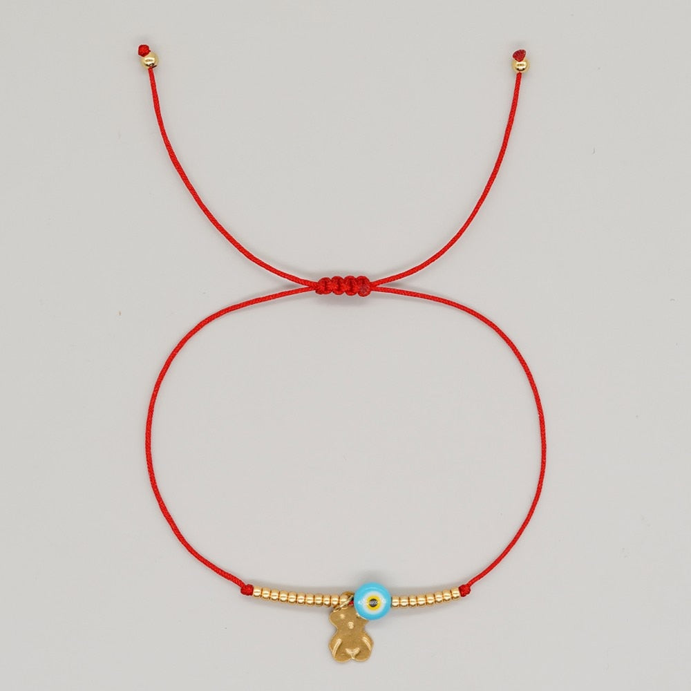 Go2boho Simple Red Rope Charm Bracelets Turkish Evil Eye Luck Coins Bracelet Handmade Jewelry Accessories Adjustable Bangle