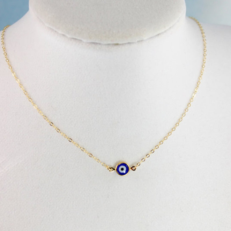 2022 Turkey Evil Eye Necklace for Women Blue Eye Hand Stainless Steel Chain Choker Clavicle Chain Ethnic Lucky Ear Jewelry Gifts
