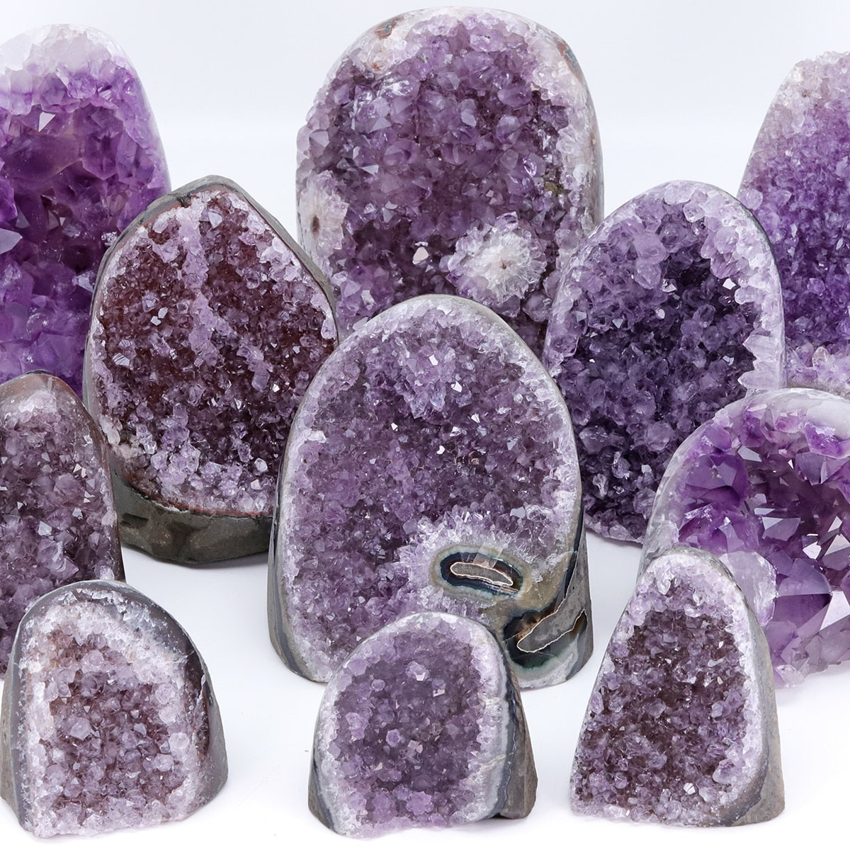 Natural Amethyst Geode Crystal Quartz Cluster Dream Specimen Energy Healing Thunder Egg Wholesale