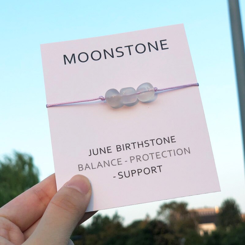 Moonstone Wish Bracelet White Moonstone June Birth Stone Friendship Bracelet for Women Men June Birth Stone Birthday Gift
