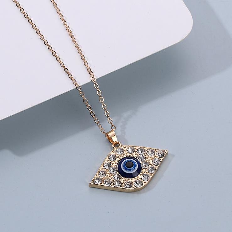 2023 Turkey Fashion Blue Evil Eye Necklace Gold Color Charm Rhinestone Eye Choker Necklace for Women Boho Jewlery Wholesale