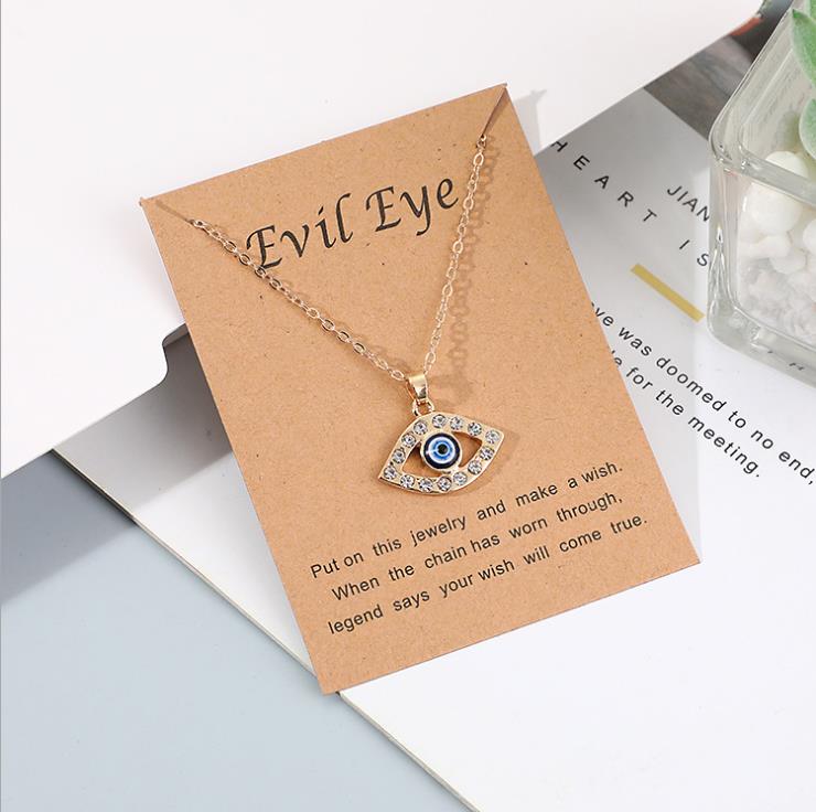 2023 Turkey Fashion Blue Evil Eye Necklace Gold Color Charm Rhinestone Eye Choker Necklace for Women Boho Jewlery Wholesale