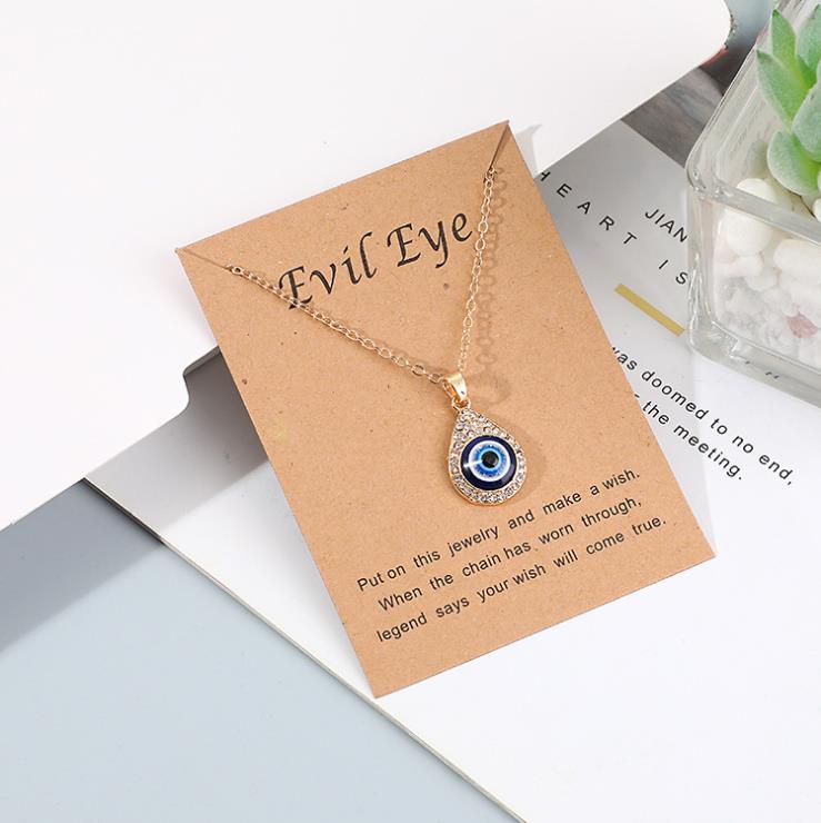 2023 Turkey Fashion Blue Evil Eye Necklace Gold Color Charm Rhinestone Eye Choker Necklace for Women Boho Jewlery Wholesale