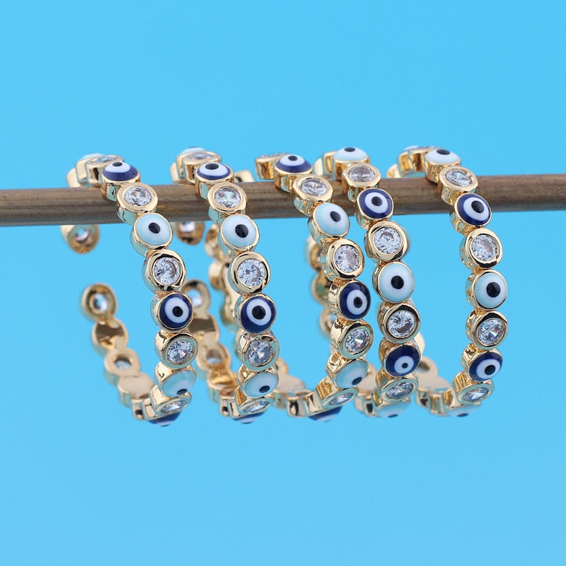 New Bohemia Lucky Turkish Blue Evil Eye Rings Dripping Oil Open Adjustable Finger Rings for Women Jewelry Gift