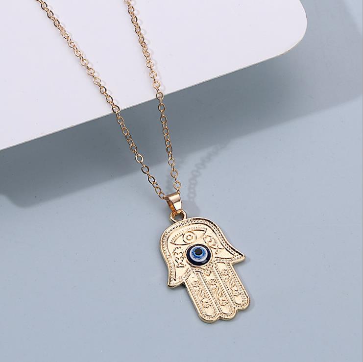 2023 Turkey Fashion Blue Evil Eye Necklace Gold Color Charm Rhinestone Eye Choker Necklace for Women Boho Jewlery Wholesale