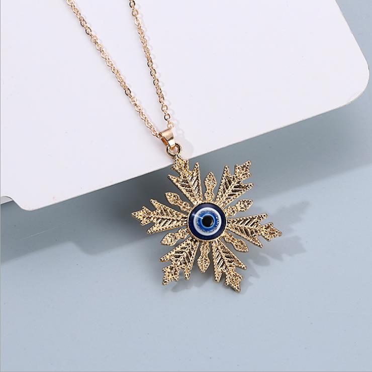 2023 Turkey Fashion Blue Evil Eye Necklace Gold Color Charm Rhinestone Eye Choker Necklace for Women Boho Jewlery Wholesale