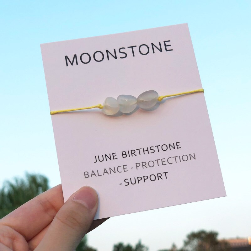 Moonstone Wish Bracelet White Moonstone June Birth Stone Friendship Bracelet for Women Men June Birth Stone Birthday Gift