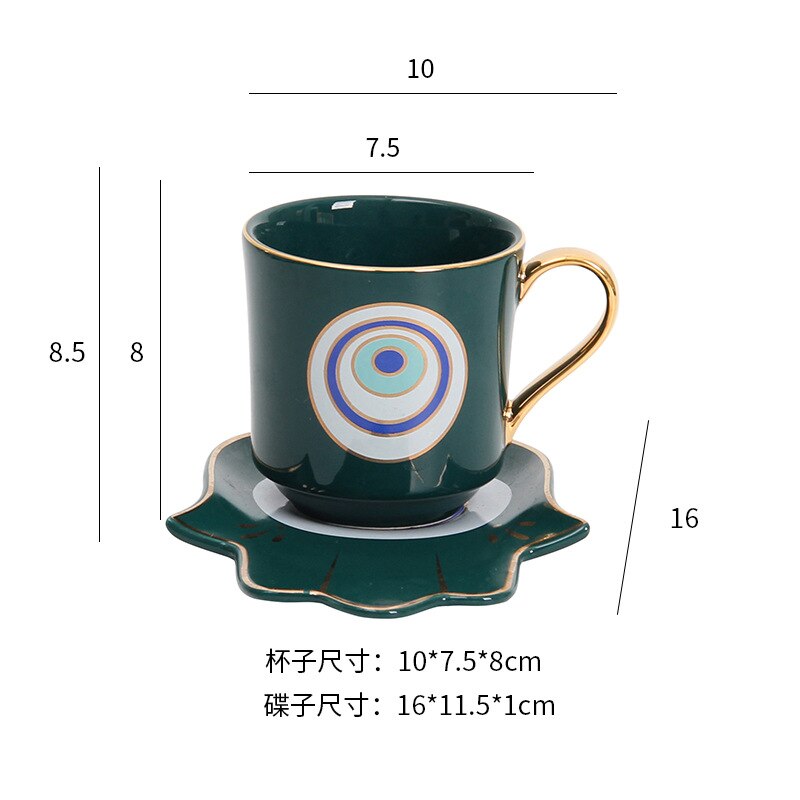 Turkish Blue Eye Tea Coffee Mug 14 oz Bone China Porcelain Nice Ceramic Evil Creative Eyes Coffee Water Tea Cup Gift 400ml