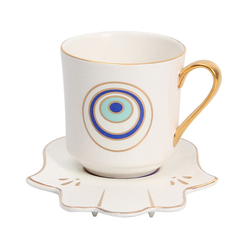Turkish Blue Eyes Luxury Coffee Cup Saucer Set with Hand and Clothe Shape Dish Ottoman Cup Boonido Coffee Cappuccino Cup 200ml