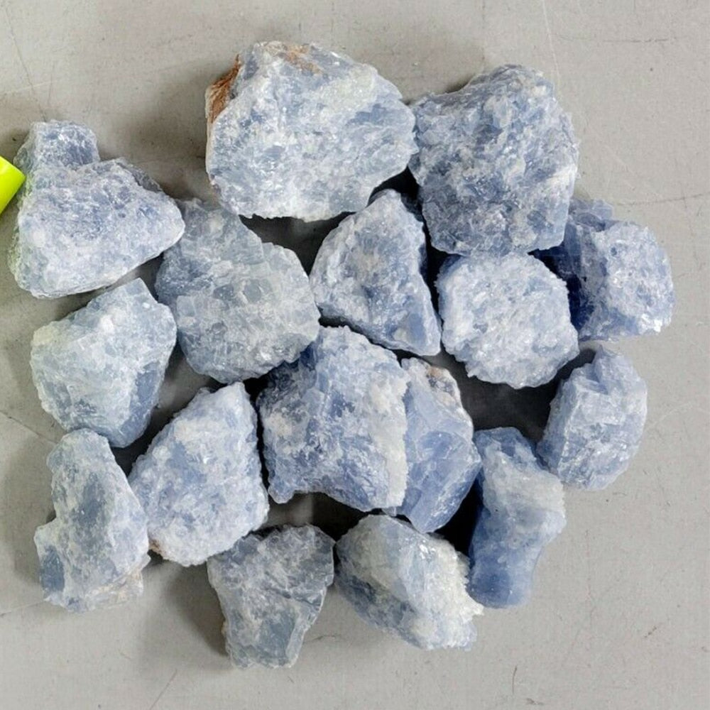 Natural Blue Celestite Calcite Crystals Raw Rough Gemstones Reiki Healing Energy Stones